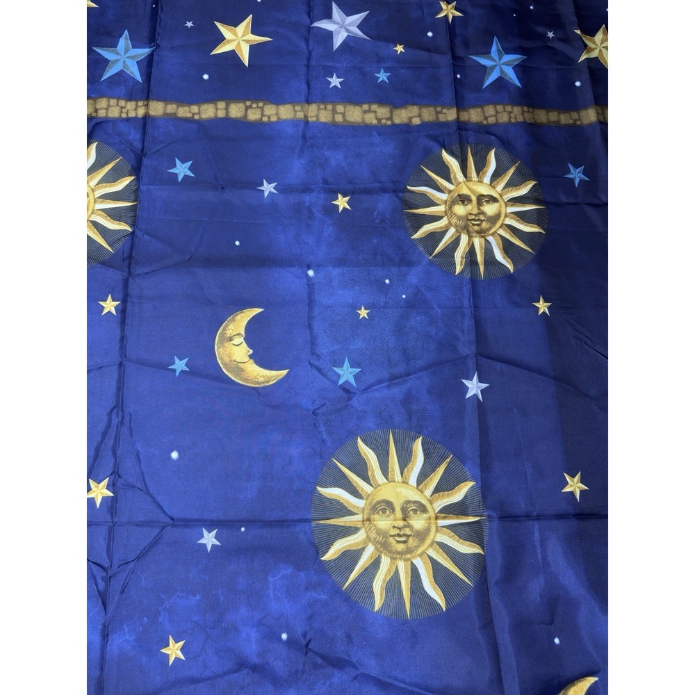 Celestial Shower‎ Curtain Sun Moon Stars Blue Gold Mainstays Polyester Vtg Decor